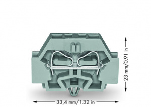 262-311 2-проводные клеммы; без кнопок; с защелкивающейся монтажной ножкой; для толщины пластины 0,6 - 1,2 мм; Крепежное отверстие 3,5 мм 2; 4 mm2; CAGE CLAMP