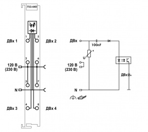 753-440 Модуль, 4 дискретных входа; 120 / 230 В перем.тока