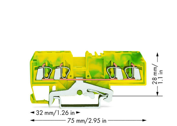 280-677 4-проводные клеммы с заземлением; 2,5 мм2; центральная маркировка; для DIN-рейки 35 x 15 и 35 x 7,5; CAGE CLAMP