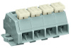 261-204/332-000 4-проводная клеммная колодка; 4-пол.; с одной стороны с нажимными кнопками; с крепежными фланцами; для винтового или аналогичных типов крепления; Крепежное отверстие 3,2 мм 2; 2,5 мм2; CAGE CLAMP