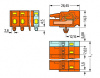 231-702/008-000 1-проводниковая розетка; Монтажные ножки; 2,5 мм2; Шаг контактов 7,62 мм; 2-пол.